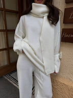 Oversized Sweater Trouser and Scarf Set in milk, alternate view