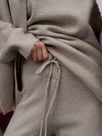 Oversized Sweater Trouser and Scarf Set in taupe, alternate view