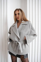 Women's Wool-Blend Oversized Half Coat in gray, main view