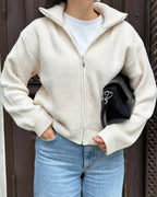 Oversized Knit Zip Bomber