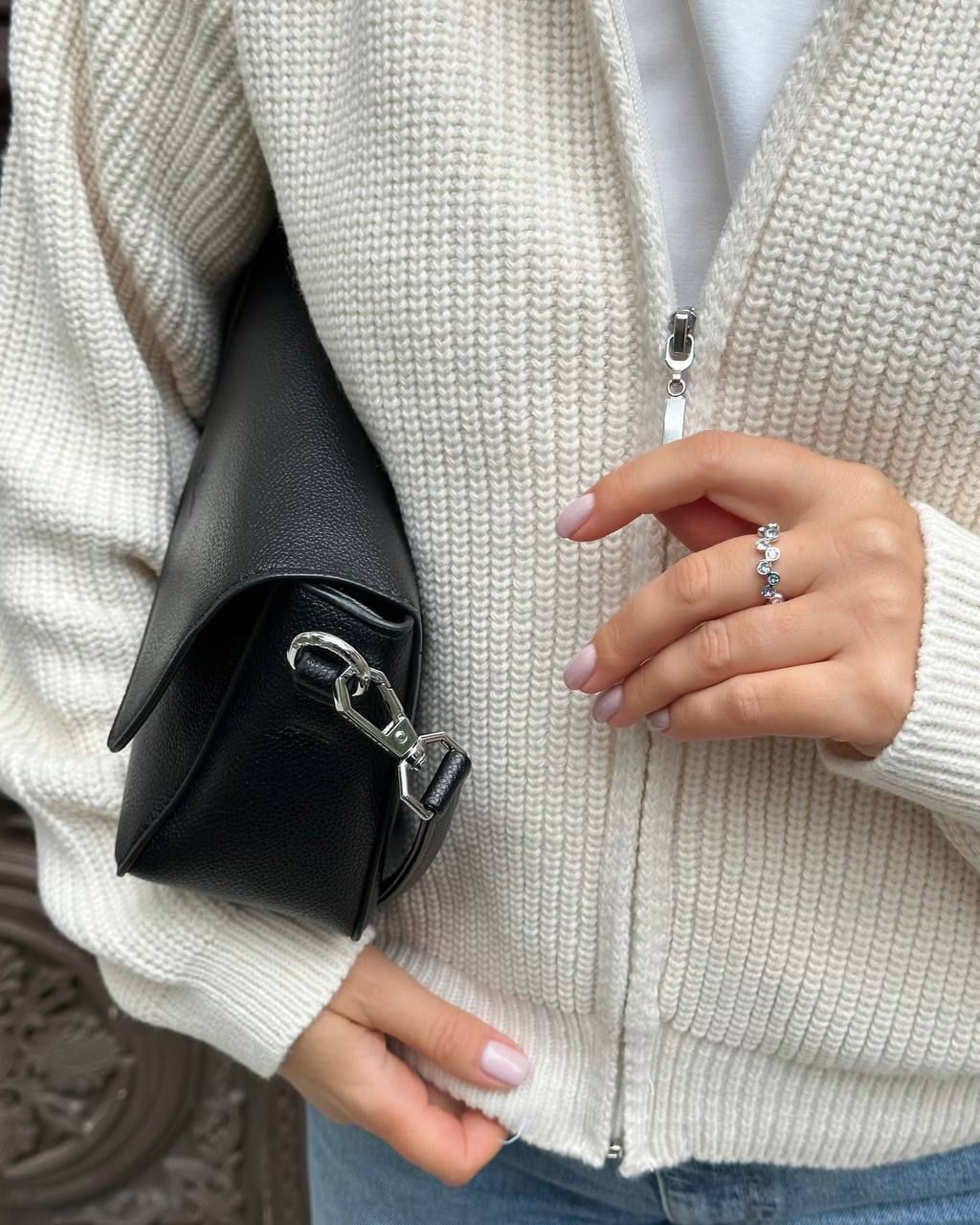 Oversized Knit Zip Bomber