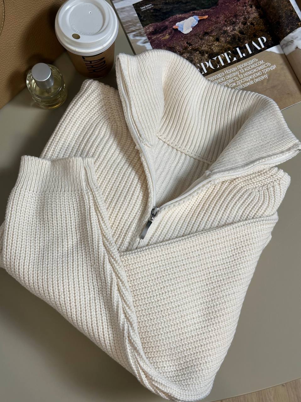 Oversized Knit Zip Bomber