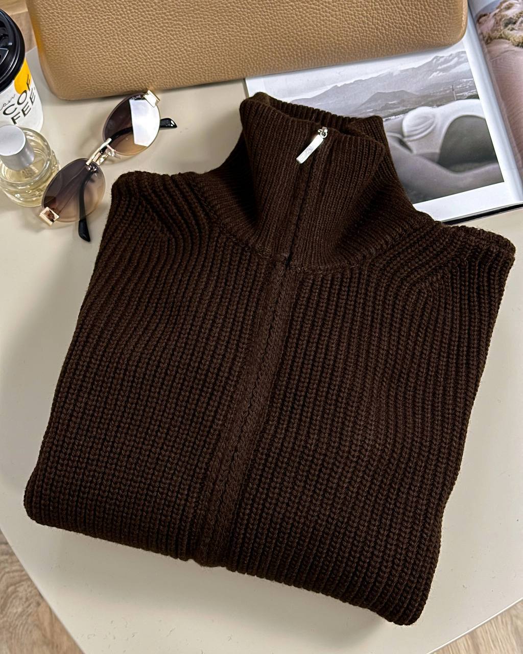 Oversized Knit Zip Bomber