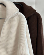 Oversized Knit Zip Bomber