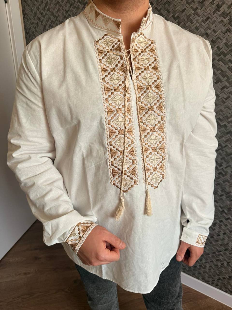 Men's Embroidered Vyshyvanka Shirt with Ties