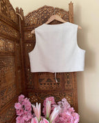 Women's Beige Embroidered Cotton Vest - Lined Vyshyvanka Style - product photo 2