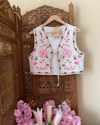 Women's Beige Embroidered Cotton Vest - Lined Vyshyvanka Style - product photo 3