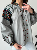 Women's Button-Up Embroidered Vyshyvanka Shirt - Matching Couple Style - product photo 2