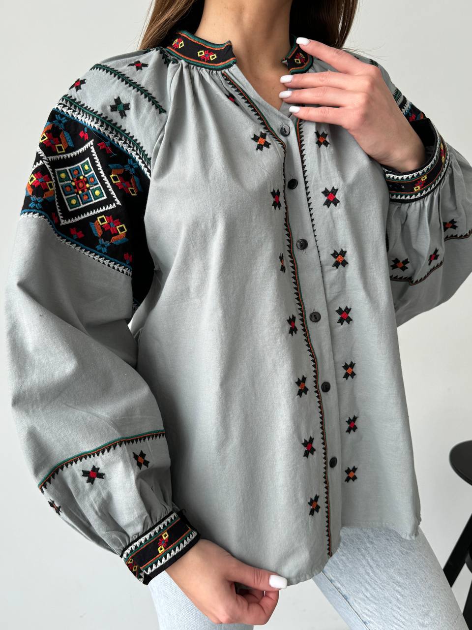 Women's Button-Up Embroidered Vyshyvanka Shirt - Matching Couple Style - product photo 2