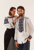 Men's Button-Up Embroidered Vyshyvanka Shirt - Matching Couple Style - product photo 1