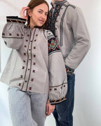 Men's Button-Up Embroidered Vyshyvanka Shirt - Matching Couple Style - product photo 3