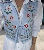 Women's Floral Embroidered Tie Vest - Ukrainian Inspired Layer product photo 3