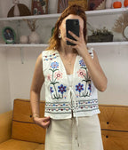 Women's Floral Embroidered Tie Vest - Ukrainian Inspired Layer product photo 6