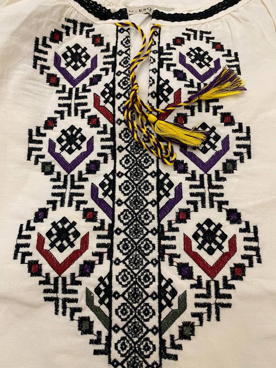 Women's White Tie-Neck Embroidered Vyshyvanka Shirt - Matching Couple Style product photo 5