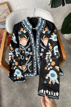 Women's Denim-Cotton Embroidered Jacket - Open Front Vyshyvanka Layer product photo 1
