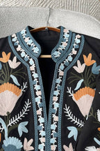 Women's Denim-Cotton Embroidered Jacket - Open Front Vyshyvanka Layer product photo 2