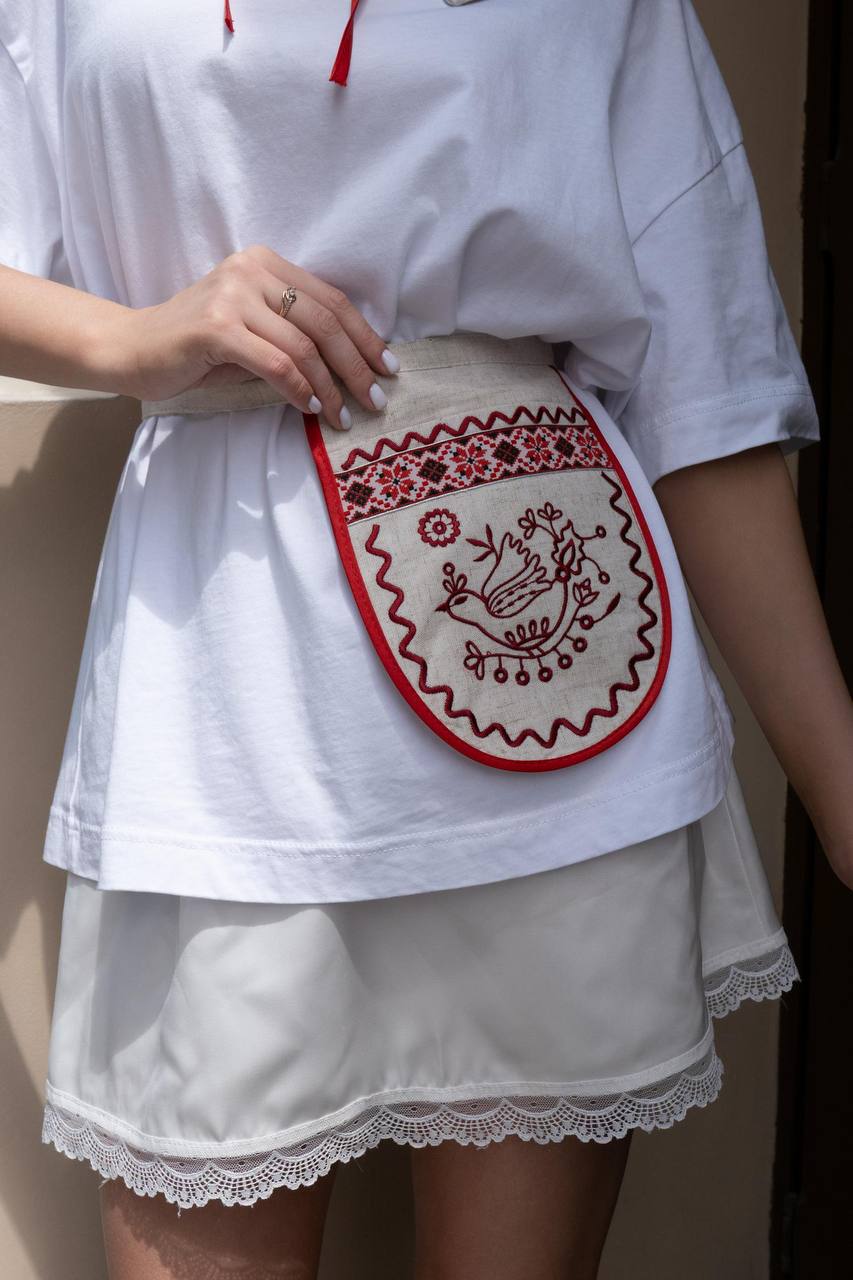 Linen Embroidered Collar and Ladunka Set - Traditional Ukrainian Accessory product photo 7
