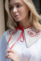 Linen Embroidered Collar and Ladunka Set - Traditional Ukrainian Accessory product photo 8