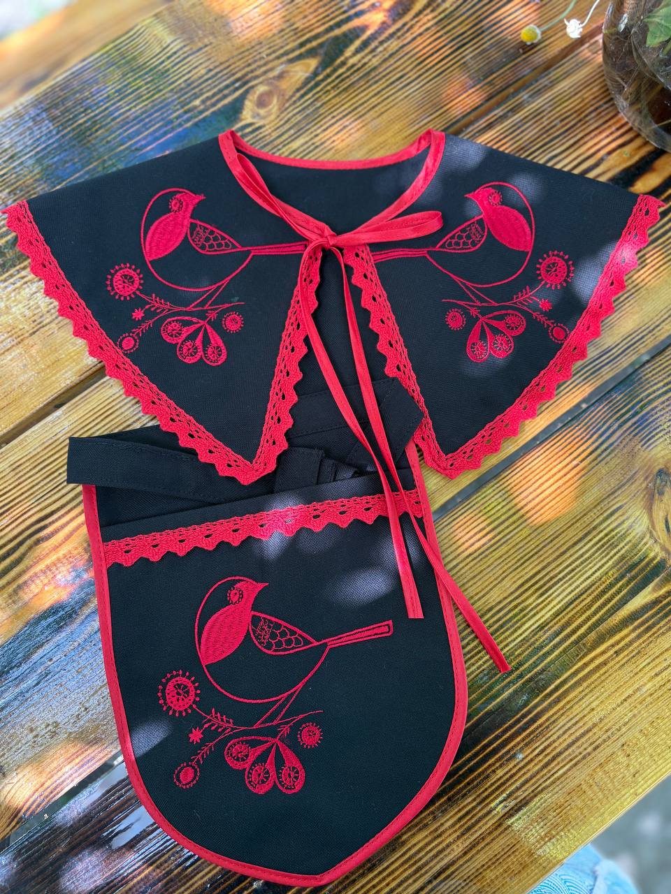 Linen Embroidered Collar and Ladunka Set - Traditional Ukrainian Accessory product photo 9