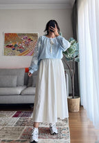 Women's White Embroidered Tie-Neck Vyshyvanka Blouse