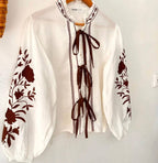 Ruta Floral Tie-Front Muslin Blouse