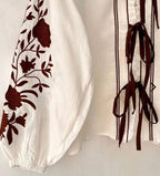 Ruta Floral Tie-Front Muslin Blouse