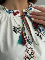 Vesna Belted Floral Embroidered Blouse
