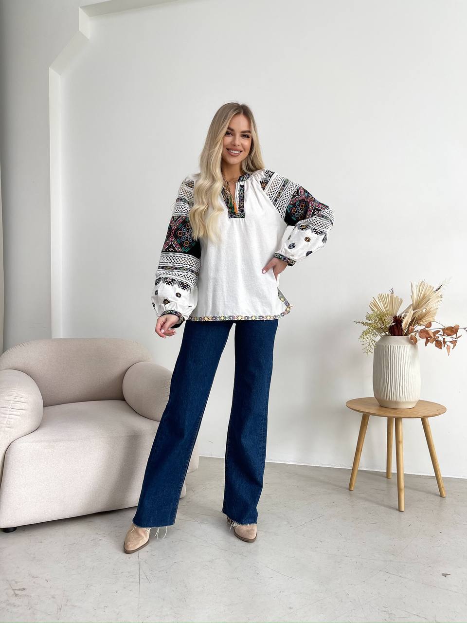 Mavka Macramé-Lace Embroidered Blouse