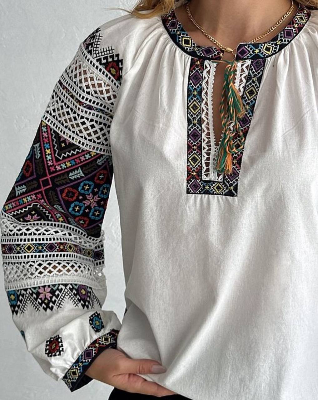 Mavka Macramé-Lace Embroidered Blouse