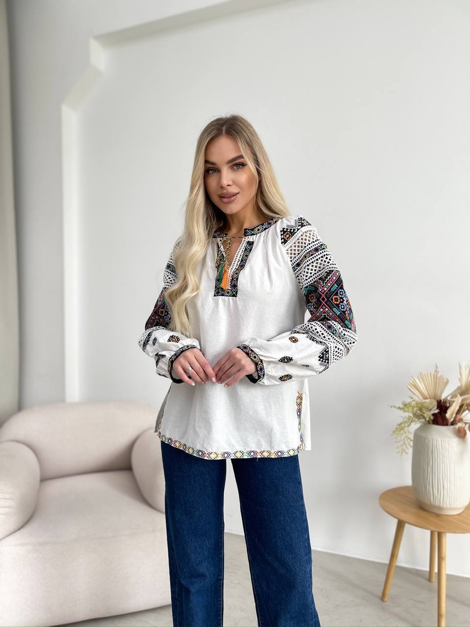 Mavka Macramé-Lace Embroidered Blouse