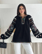 Mavka Macramé-Lace Embroidered Blouse