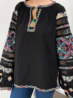 Mavka Macramé-Lace Embroidered Blouse