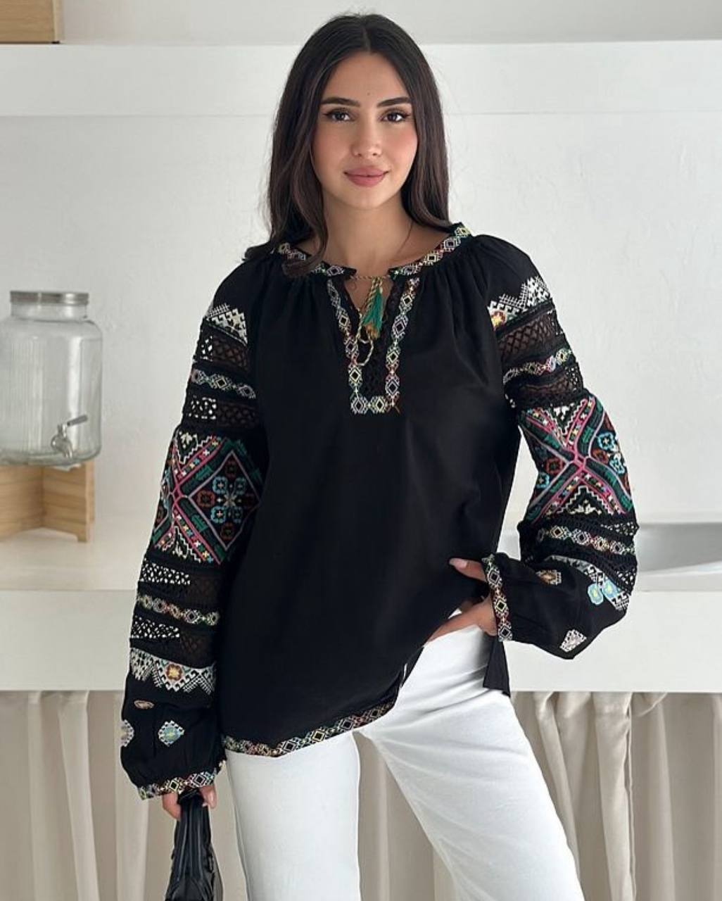 Mavka Macramé-Lace Embroidered Blouse