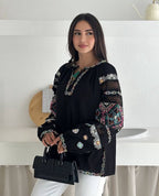 Mavka Macramé-Lace Embroidered Blouse