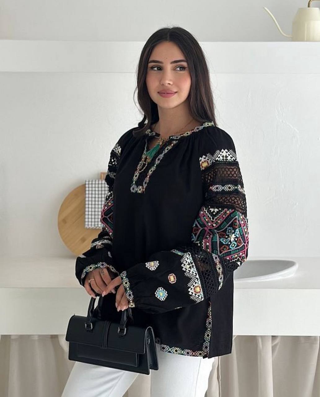 Mavka Macramé-Lace Embroidered Blouse