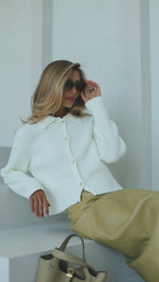 Women's Wool-Blend Collared Button Cardigan, product video