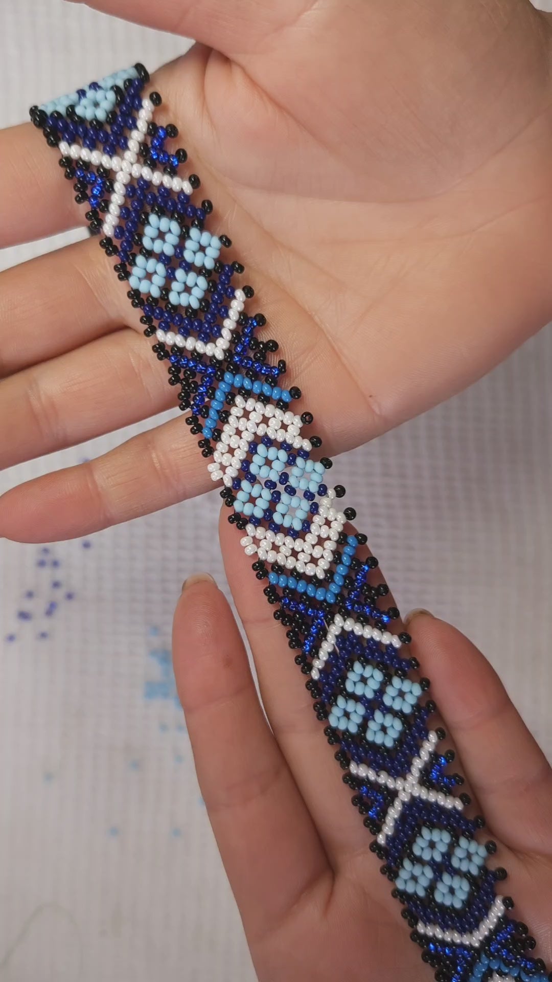 Lesya Ukrainka–Inspired Blue Sylianka – Beaded Ukrainian Choker – product video