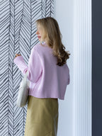 Women's Wool-Blend Collared Button Cardigan in pink, alternate view