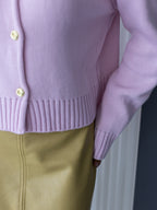 Women's Wool-Blend Collared Button Cardigan in pink, alternate view